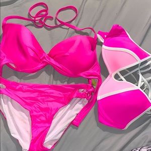 HOT pink swimsuit, two tops